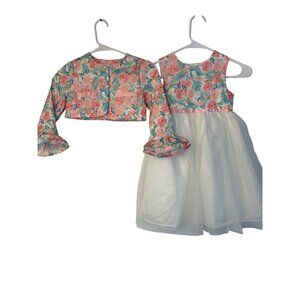NWT Blueberi Boulevard Floral Tulle Two-Piece Girls Sz 6 Dress Set RN10514